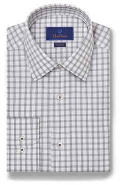 A classic check pattern smartens the look of this versatile dress shirt made from cool and comfortable cotton with adjustable button cuffs. 31 1/2" length Spread collar Rounded, adjustable button cuffs 100% cotton Machine wash, line dry Imported Business Plaid Shirt With Spread Collar, Elegant Formal Plaid Shirt, Elegant Plaid Dress Shirt For Formal Occasions, Elegant Plaid Shirt For Business Casual, Elegant Plaid Formal Shirt, Classic Plaid Dress Shirt For Work, Classic Gingham Dress Shirt For Work, Classic Plaid Shirt For Workwear, Long Sleeve Gingham Dress Shirt For Formal Occasions