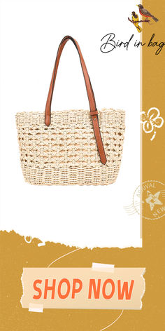 Bird in Bag – Straw bags female new hollow hand-woven bags fashion simple single shoulder handheld female bags bags Street Trends, Straw Bags, Woven Bag, Straw, Hand Weaving