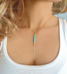 Long Turquoise Lariat Necklace With Turquoise Bar Drop Wire Creations, Turquoise Bar, Boho Layering, Layered Necklaces Silver, Bridesmaid Gifts Jewelry, Homemade Jewelry, Cute Necklace, Lariat Necklace, Turquoise Pendant