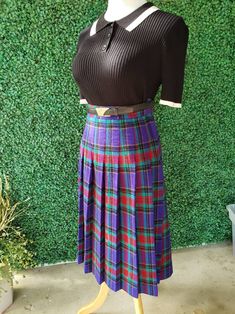 Vintage Plaid Wool Skirt, Violet Pleated Midi Skirt, Talbots Size 10P - Etsy Australia Scottish Style Fitted Pleated Skirt For Fall, Fall Scottish Pleated Skirt, Plaid Wool Skirt, Pleated Skirts, Wool Skirt, Vintage Plaid, Womens Skirts, Wool Skirts, Pleated Midi Skirt