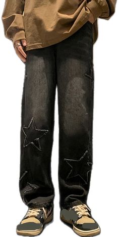 Cotton Star Print Straight Leg Bottoms, Cotton Straight Leg Bottoms With Star Print, Cotton Bottoms With Star Print Straight Leg, Trendy Relaxed Fit Bottoms With Star Print, Black Wide Leg Pants With Star Print, Cotton Wide-leg Pants With Star Print, Cotton Wide Leg Pants With Star Print, Black Straight Leg Pants With Star Print, Wide Leg Cotton Pants With Star Print