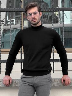 NEW COLLECTİON - FW / 23Collection: Fall - Winter / 23 Production: Special Production Slim-fit Black Half Turtleneck Sweater Product color: BLACKProduct material: %50 COTTON , %50 ACRYLIC Product care: Wash with similar colorsProduct size: S-M-L-XL-XXLPackage İncluded: SweaterDimensions of the mannequin: 185cm / 78kg , Size : Medium ( M ) Note: Wash with similar colors. Do not iron the buttons and accessories on the product. Please turn upside down. Wash 30° degree. Classic Black High Neck Top, Black High Neck Classic Top, Classic High Neck Black Top, Black Fitted Sweater For Business Casual, Black High Neck Turtleneck For Work, Casual High Stretch Black Sweater, Black High Neck Fall Outerwear, Black Classic Turtleneck, Classic Black Turtleneck For Fall