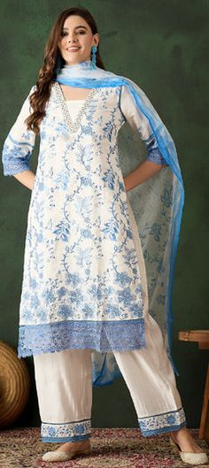 Blue, White and Off White color Salwar Kameez in Art Silk fabric with Embroidered, Resham, Thread work Blue Semi-stitched Kurta With Cutdana, Semi-stitched Blue Kurta With Cutdana, Blue Chanderi Salwar Kameez With Chikankari Embroidery, Blue Printed Motifs Sharara For Wedding, Designer White Salwar Kameez With Printed Motifs, Blue Sharara With Printed Motifs For Wedding, Designer Blue Sharara With Printed Motifs, Blue Anarkali Dupatta With Chikankari Embroidery, Designer White Dupatta With Printed Motifs