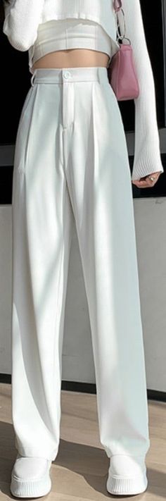 1. New customer get 7% OFF[Code: 7OFF]2. Buy 2 products and get 10% OFF [Code: 10OFF] White Solid Color Pants For Spring, White Wide Leg Bottoms, White Full Length Pants For Spring, Elegant White Solid Color Pants, Chic White Wide Leg Pants, White Solid Color Straight Pants, White Full-length Wide Leg Pants With Pockets, White Ankle-length Pants With Pockets, Suit Pant