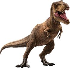 a dinosaur with its mouth open and it's teeth wide open, standing in front of a white background