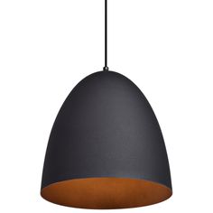 a gray and brown light hanging from a black cord on a white background with an orange bottom