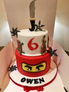 a cake that has been decorated to look like a ninja