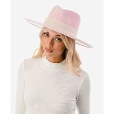 in stock Pink Flat Brim Fedora For Spring, Pink Flat Brim Felt Hat For Spring, Pink Flat Brim Felt Hat, Pink Wide Brim Felt Hat For Spring, Pink Panama Hat With Flat Brim, Casual Pink Hat Band, Pink Felt Hat With Short Brim For Spring, Pink Curved Brim Panama Hat, Pink Wide Brim Fedora