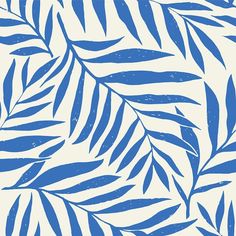 a blue and white pattern with leaves on it