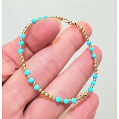 **Get Lower Prices On Our Website!! - Bochellijewelry.Com - (Not On Here On Our Own Website) ***This Is A Handmade Item And Is Stamped 14k On The Clasp*** This Listing Is For One 3mm Turquoise Bracelet With 7mm Lobster Clasp 14k Solid Yellow Or Rose Gold 2mm 2.5mm And 3mm Beads Natural 3mm Sky Blue Faceted Sleeping Beauty Turquoise Beads From Arizona. Note: As These Are Natural Turquoise They May Have Small Imperfections. 14k Solid Yellow Or Rose Gold 7mm Rectangular Shaped Lobster Clasp (7mm =. Dainty Blue Beaded Round Bracelets, Dainty Blue Round Beaded Bracelets, Dainty Blue Beaded Bracelets, Elegant Single Strand Turquoise Bracelet, Dainty Blue Rondelle Jewelry, Chain Link Bracelet Silver, Initial Charm Bracelet, Healing Gemstone Bracelets, Turquoise Bead Bracelet