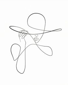 a line drawing of a woman's face with her hands in the air, holding a surfboard