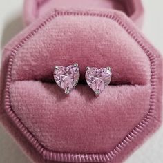 Gem Color: E4877-PINK Rose Gold Watches, Luxury Diamonds, Silver Tops, Pink Earrings, Heart Studs, Pink Love, Heart Earrings Studs, Fine Earrings, Simple Jewelry