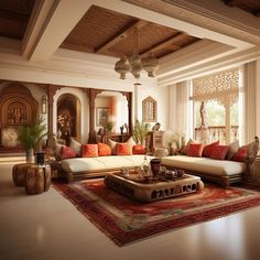 a living room filled with lots of furniture and decor