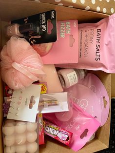 a box filled with lots of different types of beauty products and personal care items in it