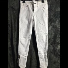 Never Worn. Ankle Zippers. White Jeans. White Zip Fly Bottoms For Spring, White Bottoms With Zip Fly For Spring, White Spring Bottoms With Zip Fly, Bone White, Jeans Color, Colored Jeans, Rag & Bone, White Jeans, Color White