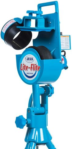 a blue machine that is sitting on top of a white background with the words lite - filte above it