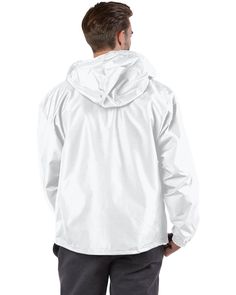 Adult Packable Anorak 1/4 Zip Jacket - WHITE - M | Champion Adult Packable Anorak 1/4 Zip Jacket in White Size Medium | Polyester White Functional Windbreaker With Adjustable Hood, White Nylon Track Jacket With Drawstring Hood, White Waterproof Hooded Jacket For Outdoor, White Hooded Windbreaker With Adjustable Hood, White Weatherproof Long Sleeve Outerwear, Functional White Hooded Jacket For Outdoor, White Functional Outerwear With Adjustable Hood, Functional White Outerwear With Adjustable Hood, White Windbreaker With Pockets For Outdoor