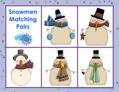 snowmen matching pairs to match their hats and scarves