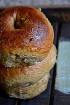 two round breads stacked on top of each other