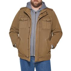 Cold weather is no match for this men's jacket from Levi's. Click on this MEN'S GUIDE to find the perfect fit and more!PRODUCT FEATURESMedium weightDetachable hood5-pocketZipper with snap closuresLong sleevesFIT & SIZINGClassic fitFABRIC & CAREFiberfill, cotton, polyesterMachine washImported Size: 3XL Tall. Color: Khaki. Gender: male. Age Group: adult. Pattern: Solid. Cheap Men's Khaki Utility Jacket, Levi's Long Sleeve Outerwear For Cold Weather, Levi's Khaki Outerwear With Pockets, Khaki Single-breasted Outdoor Outerwear, Military Khaki Outerwear With Fleece Lining, Field Coat, Men's Jacket, Dark Beige, Levis Men