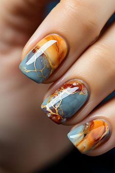 Water Color Nails, Colorful Nail, Stylish Nails Designs, Fall Nail Art, Fabulous Nails, Fall Nail, Nail Art Inspiration, Fall Nail Designs