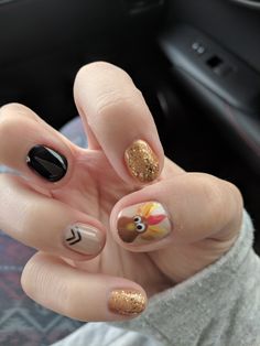 Thanksgiving Nails! Gobble gobble 🦃 Kids Thanksgiving Nails, Thanksgiving Fingernails, Thanksgiving Nail Designs Gel, Thanksgiving Nails Color, Thanksgiving Nails Design Fall, Cc Nails, Pumpkin Nail, Kids Nails