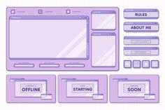 a set of purple webpage design elements