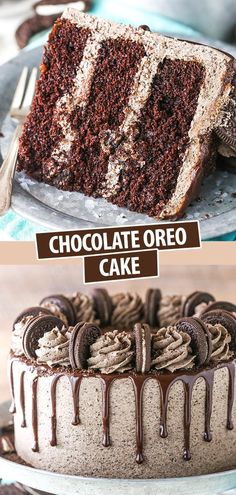 two pictures with different types of chocolate cake on them and the words best oreo chocolate cake