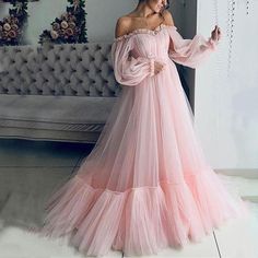 DescriptionSKUW86376SizeS;M;L;XL;2XLColorPink;Light BlueMaterialPolyesterTypeDressesOccasionVacation.Daily Life.PartySeasonSpring.Summer.Autumn Long Sleeve Ball Gowns, Off Shoulder Evening Dress, Evening Dresses With Sleeves, Long Sleeve Prom, Sleeves Style, Tulle Ball Gown, Dress Sleeve Styles, Maxi Gown Dress, Maxi Dress Prom