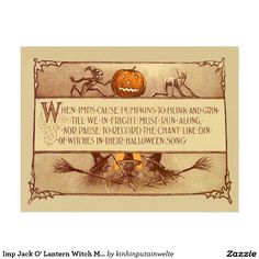 an old fashioned halloween card with pumpkins on it