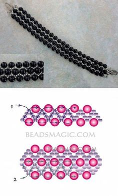 beading instructions for necklaces and bracelets with beads on the bottom, top and bottom