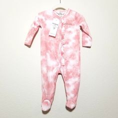 New Girls Baby Guess Pajamas Size: 6-9 Mos Colors: Rose And White With Pastel Print, Rose Metallic Logo Material: 100% Cotton Pink Onesie For Loungewear In Spring, Pink Onesie For Spring Loungewear, Pink Onesie For Bedtime In Spring, Pink Onesie For Bedtime And Spring, Fitted Pink Onesie For Loungewear, Fitted Onesie For Sleepover, Fitted Pink Onesie For Bedtime, Fitted White Onesie For Sleepover, Fitted White Onesie For Sleepovers