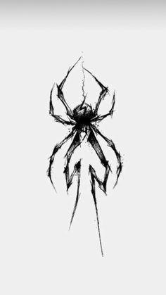 a black and white drawing of a spider