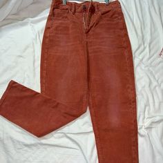 Brand New With Tags Reddish Brown Corduroy American Eagle Pants Size 4. These Pants Have Never Been Worn Just Sitting In The Back Of My Closet. Red Corduroy Bottoms For Fall, Red Corduroy Jeans For Fall, Brown Courdoroy Pants, High Rise Corduroy Jeans, Casual Red Corduroy Pants, American Eagle Corduroy Pants, Fall Red Corduroy Jeans, Red Corduroy Casual Pants, Fitted Red Corduroy Bottoms