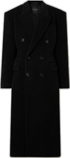 Winter Designer Blazer With Concealed Fastening, Designer Winter Blazer With Concealed Fastening, Designer Blazer With Concealed Front Fastening For Winter, Oversized Black Outerwear With Concealed Placket, Formal Oversized Pea Coat With Notch Lapel, Oversized Notch Lapel Pea Coat For Formal Occasions, Modern Black Double-breasted Outerwear, Oversized Double-breasted Wool Coat For Formal Occasions, Oversized Double-breasted Formal Outerwear