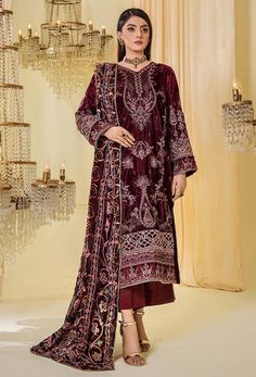 Brand:Adan's Libas




Fabric:Velvet Embroidered Front 1 PCVelvet Embroidered Back 1 PCVelvet Embroidered Sleeves 1 PCDyed Raw Silk Trouser 2.5 YardVelvet Plachi Dupatta 2.5 Yard(Included Embroidered Accessories)




Size:Unstitched Fabric /...