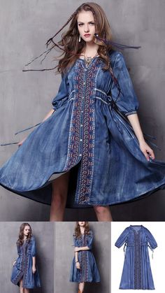 High End Denim Dress! Fit for Women Who Loves Denim Dress, Western Cowgirl Style. Chic but Vintage Retro Outfit Cowgirl Outfits. Order it, You will Love at Great Low Prices with this Embroidery Floral Dress. Embroidered Bohemian Denim Dress, Casual Embroidered Denim Dress, Long Sleeve Bohemian Denim Dress, Denim Blue Bohemian Long Sleeve Dress, Bohemian Long Sleeve Cotton Denim Dress, Bohemian Long Sleeve Denim Dress For Spring, Bohemian Long Sleeve Denim Blue Dress, Bohemian Long Sleeve Denim Dress, Bohemian Denim Dresses For Spring