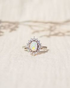 Opal Ring Opal Jewelry Dainty Ring Sterling Silver Minimalist | Etsy Delicate White Jewelry For Proposal, Delicate White Opal Round Ring, Dainty White Jewelry For Proposal, Delicate White Opal Ring, Fine Jewelry Opal Promise Ring, White Opal Dainty Birthstone Ring, Opal Birthstone Promise Ring, White Dainty Jewelry With Halo Design, Dainty White Jewelry With Halo Design