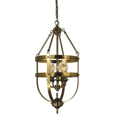 a chandelier with three lights hanging from it's center point and an oval design on the bottom