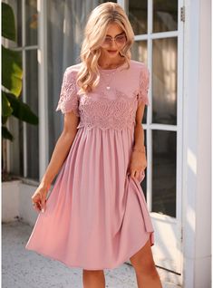 JJ's House No Lace Polyester Midi Scoop Spring Summer A-line NO Blush S Height:5.7ft(174cm) Bust:33.5in(85cm) Waist:26in(66cm) Hips:36in(91cm) Knee-Length Dress. #JJ's House #No #Lace #Polyester #Midi #Scoop #Spring #Summer #Aline #NO #Blush #S #KneeLength #Dress Prom Dresses For Short People, 90s Chola Fashion, Short Midi Dress, Confirmation Dresses, Wedding Guest Dresses Long, Informal Wedding Dresses, Midi Dress Outfit, Below The Knee Dresses, Blush Pink Dresses