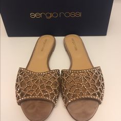 These Sandals Are Hot!!! I Saw These In The Store They Were The Last Pair And I Didn't Think Twice To Get Them. However I Am Size 7.5 In These And They Are A Small On Me. I Didn't Want To Take Them Out Of My Closet But I Know I Won't Be Able To Wear Them. Swarovski Crystals. These Are Gorgeous!! Brand New In Box Designer Embellished Open Toe Sandals, Designer Slip-on Party Sandals, Elegant Flat Heel Sandals With Rhinestones, Flat Heel Rhinestone Evening Sandals, Evening Flat Heel Sandals With Rhinestones, Flat Heel Rhinestone Sandals For Evening, Evening Flat Sandals With Rhinestones, Flat Heel Sandals With Rhinestones For Evening, Designer Crystal Embellished Sandals For Summer