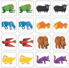 an animal matching game with different animals on it's sides and the numbers in each