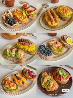 there are many different types of sandwiches on plates