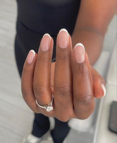 Simple Nail Ideas Dark Skin, Wedding Nails For Bride Brown Skin, Classy Nails For Black Women, Natural Looking Nail Ideas, Black Woman French Tip Nails, Nails Inspo Brown Skin, Wedding Nails On Black Women, Short Gel Extension Nails Ideas, Classy Nude Nails Almond