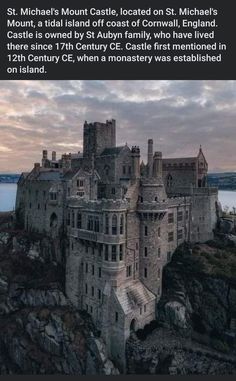 an old castle on top of a hill with the caption above it that reads mount - saint - michel