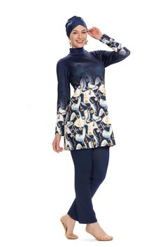 We stand out with our design featuring anchors and sea symbols on a navy background. Made from Lycra fabric, this swimsuit provides you with freedom of movement and flexibility. Place your order now and enjoy your vacation to the fullest! The post Anchor Pattern Burkini Navy Blue appeared first on Burkini Remsa. Islamic Swimwear, Burkini Swimsuit, Swimsuit Modest, Full Body Swimsuit, Muslim Swimwear, Anchor Pattern, Blue Anchor, Modest Swimsuits, Enjoy Your Vacation