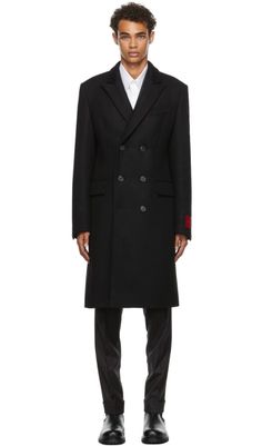 Belstaff: Navy Wool New Milford Coat | SSENSE Double Breasted Suit Jacket, Long Coat, Double Breasted, Clothing Accessories, Suit Jacket, Cashmere, Women Wear, Perfect Clothing, For Men