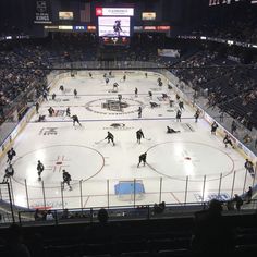 an ice hockey game is being played on the rink