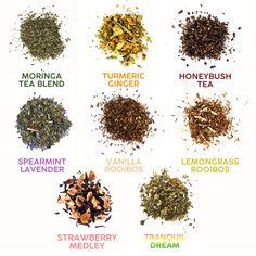 the different types of loose teas and their names are shown in this chart, which includes