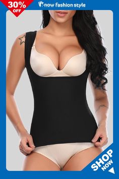 knowfashionstyle Sportswear Contrast Vest Waist Trainer Body Shaper Weight Loss Slimming Tank Shapewear Top Black Stretch Vest With Built-in Bra, High Stretch Sleeveless Black Shapewear, Black High Stretch Sleeveless Shapewear, Black Shapewear Top For Workout, Fitted Black Vest For Workouts, Black Sleeveless Shapewear Top, Sleeveless Workout Shapewear Top, Sleeveless Shapewear Workout Tops, Shaping Black Sleeveless Top